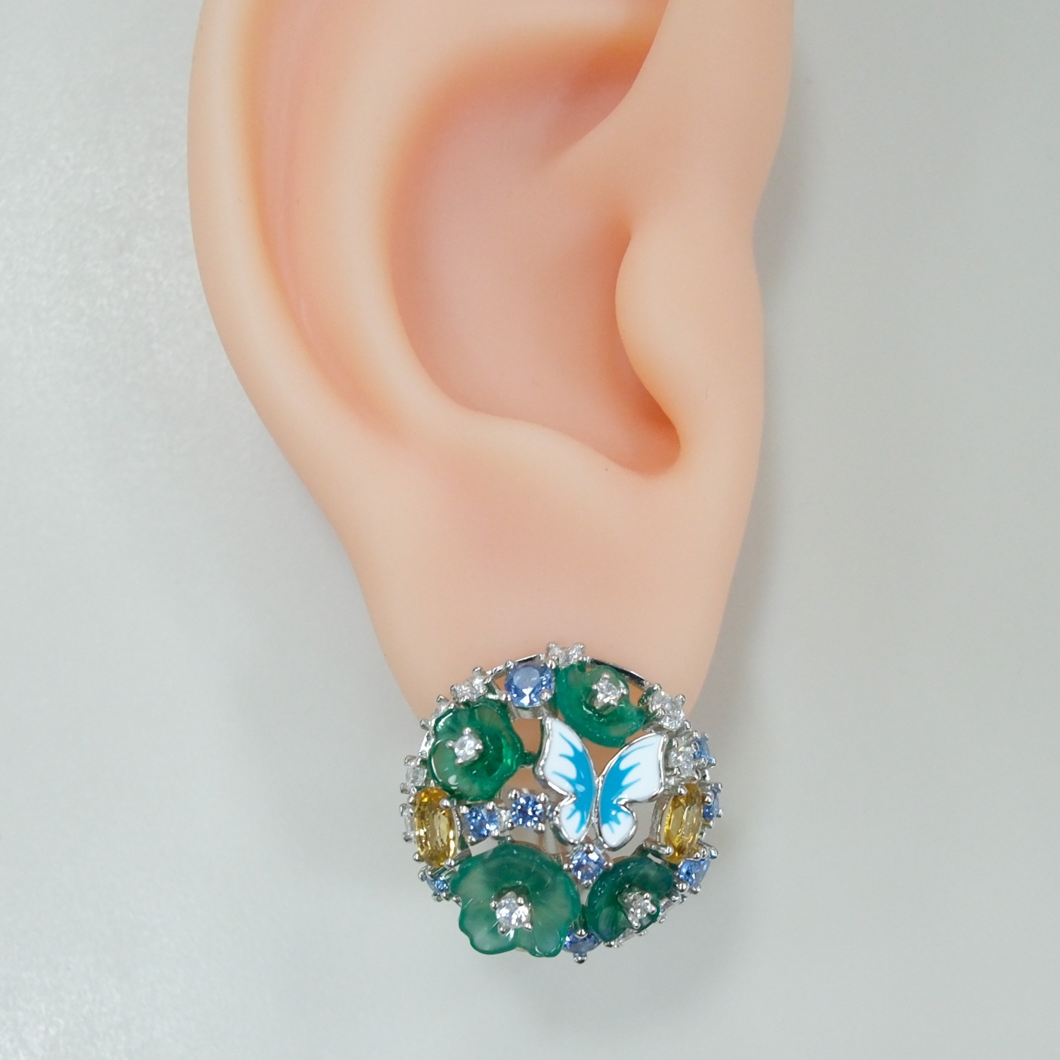 Серебряные серьги с халцедонами "Бабочки"